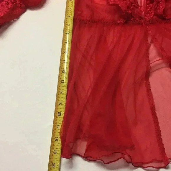Red Lace & Mesh Cover Up Kimono Robe - Picture 6 of 7